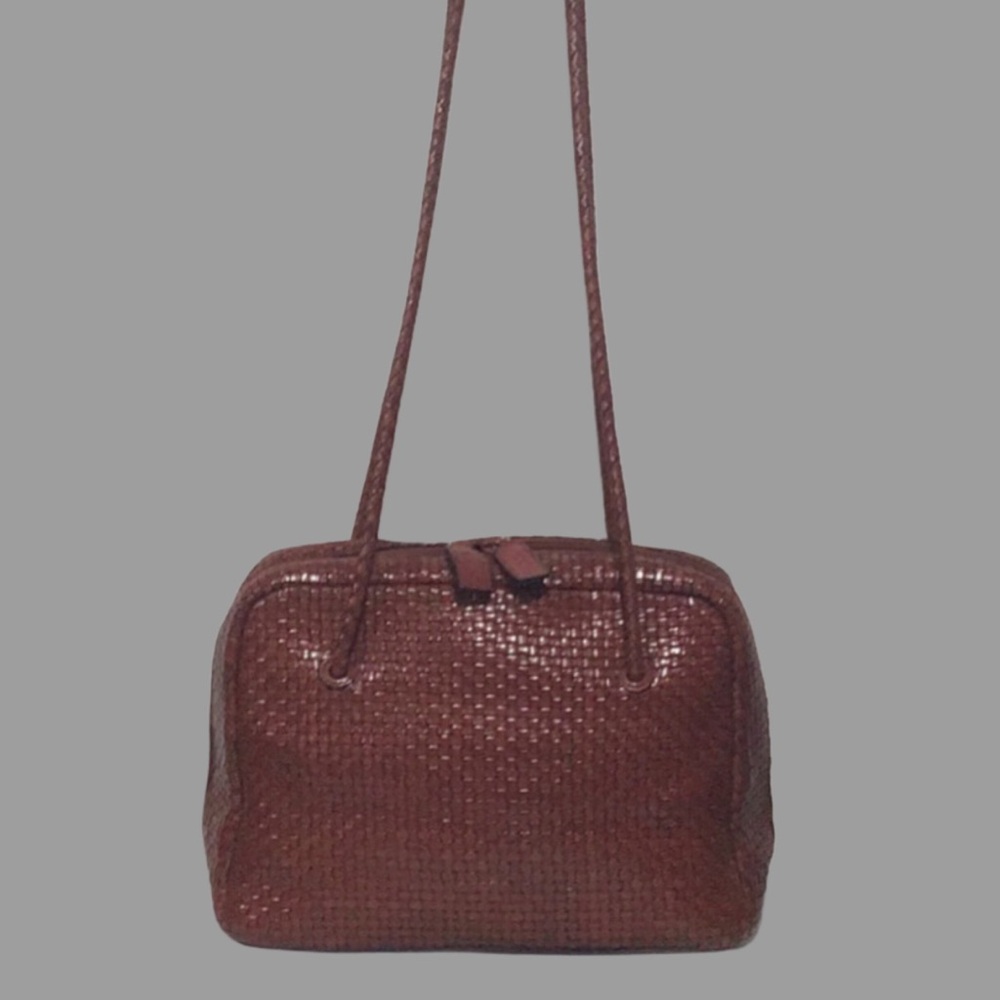 Vintage TALBOTS Woven Leather Shoulder Bag with Woven Shoulder Straps 1990s - Picture 2 of 13